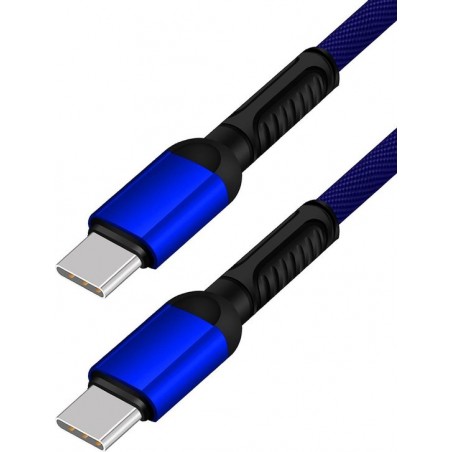 USB-C naar USB-C Oplaad en Data Kabel Blauw - Type-C naar Type-C kabel - C naar C - USB-C Telefoon Oplaadkabel