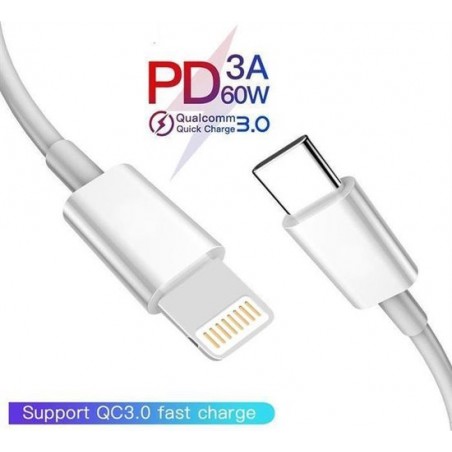 4SAFE Lightning naar USB-C kabel - 2 Meter - Snel laden - Geschikt voor iPhone 12