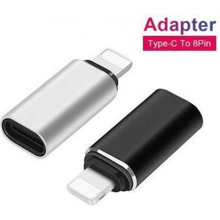 DrPhone C5 - USB-C naar Lightning Adapter - Type-C Female naar Lightning/8pin Male - Zwart