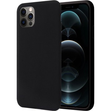 iphone 12 pro hoesje - iPhone 12 pro case zwart liquid siliconen - hoesje iphone 12 pro apple - iphone 12 pro hoesjes cover hoes