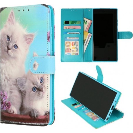 Samsung Galaxy A20S Hoesje met Print - Portemonnee Book Case - Kaarthouder & Magneetlipje - Katten