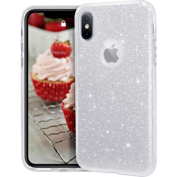 Apple iPhone XR Backcover - Zilver - Glitter Bling Bling - TPU case