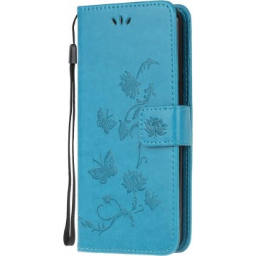 Samsung Galaxy A51 Hoesje - Bloemen Book Case - Blauw