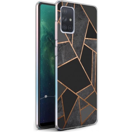 iMoshion Design voor de Samsung Galaxy A71 hoesje - Grafisch Koper - Zwart / Goud