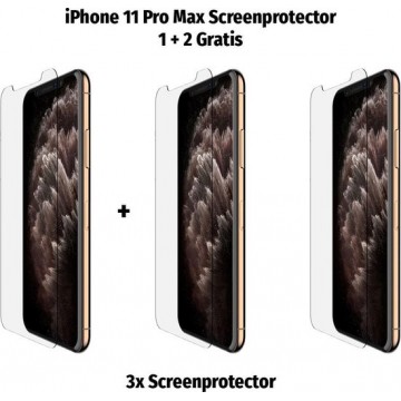 iPhone 11 Pro Max Screenprotector 1+2 GRATIS Tempered Glass Glazen Gehard Screen Protector 2.5D 9H (0.3mm)