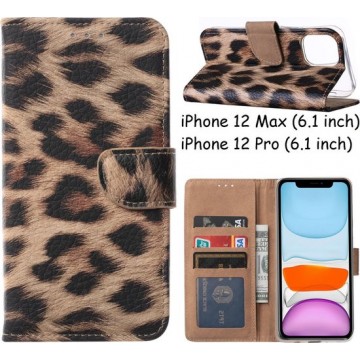 iPhone 12 / 12 Pro Hoesje Luipaard print cover Bookcase