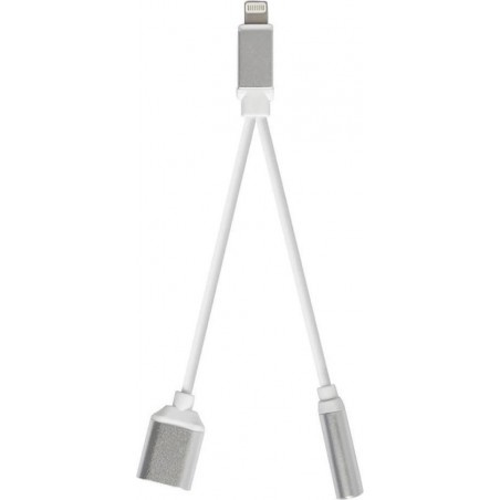 MMOBIEL 2 in 1 Lightning naar Lightning (female) en 3.5mm Jack (female) Adapter - (ZILVER)