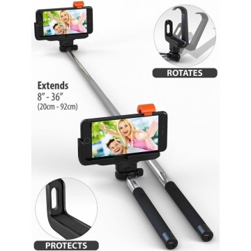 Ntech - Selfie Stick Draadloos Met Bluetooth voor iPhone 7 / 7 Plus / 6 / 6S / 6 Plus / 6S Plus / SE / 5S / 5C / - Zwart