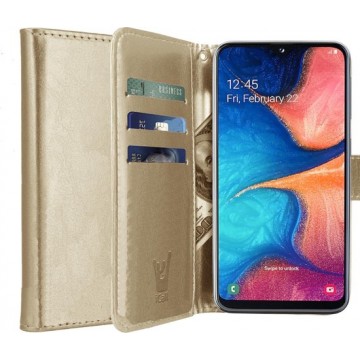 Samsung A20e Hoesje - Samsung Galaxy A20e Hoesje Book Case Leer Wallet Goud - Hoesje Samsung A20e