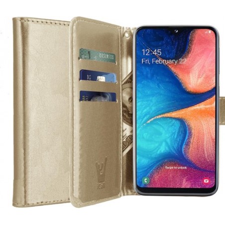 Samsung A20e Hoesje - Samsung Galaxy A20e Hoesje Book Case Leer Wallet Goud - Hoesje Samsung A20e