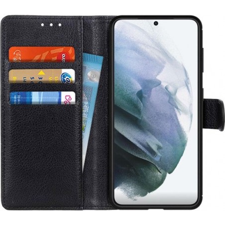 Samsung Galaxy S21 Hoesje met Pasjes Book Case Kunstleer Zwart