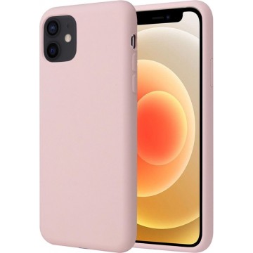 iphone 12 hoesje - iPhone 12 case roze liquid siliconen - hoesje iphone 12 apple - iphone 12 hoesjes cover hoes