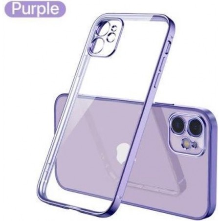 iPhone 11 vierkante metallic case - paars