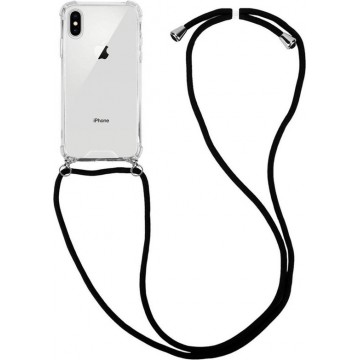 Apple iPhone XS Max Hoesje Hybride Back Cover met Koord Zwart