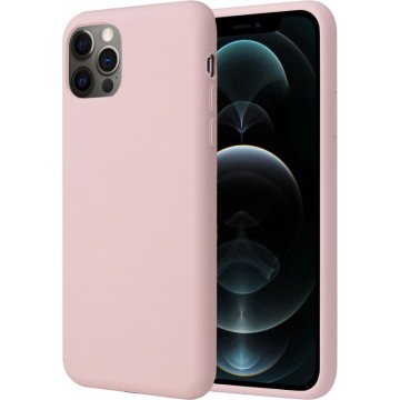 iphone 12 pro hoesje - iPhone 12 pro case roze liquid siliconen - hoesje iphone 12 pro apple - iphone 12 pro hoesjes cover hoes