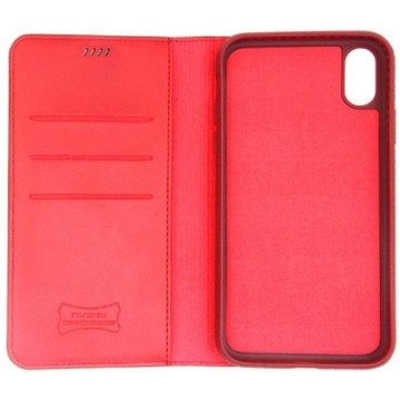 iPhone XR - Leder bookcase red - Leren rood telefoon hoesje