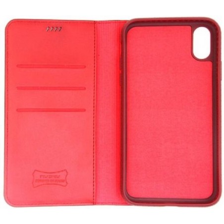 iPhone XR - Leder bookcase red - Leren rood telefoon hoesje