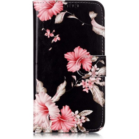 Oppo A5 2020 Hoesje - Portemonnee Book Case met Kaarthouder & Magneetsluiting - Hibiscus