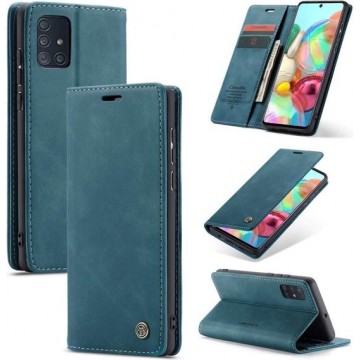 CaseMe Retro Wallet Slim voor Samsung A71 Blauw