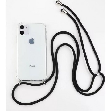 iPhone 11 hoesje met koord - transparant hoesje met zwart koord