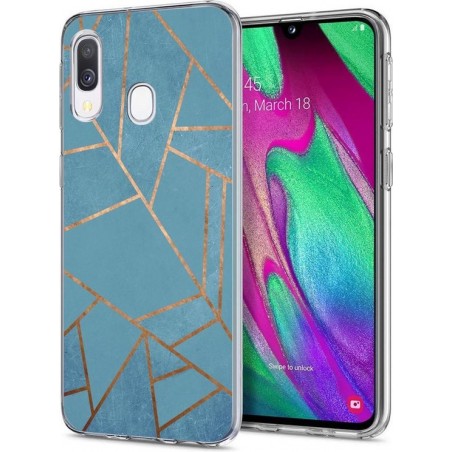 iMoshion Design voor de Samsung Galaxy A20e hoesje - Grafisch Koper - Blauw / Goud