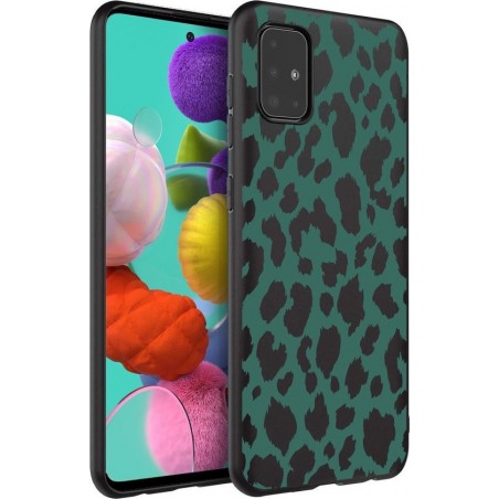 iMoshion Design voor de Samsung Galaxy A51 hoesje - Luipaard - Groen / Zwart