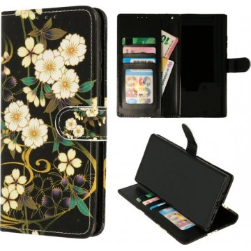 Samsung Galaxy A51 Hoesje met Print - Portemonnee Book Case - Kaarthouder & Magneetlipje - Wilde Bloemen