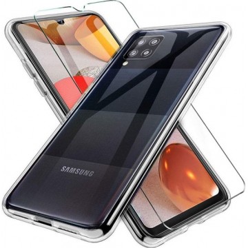 Samsung Galaxy A42 5G Hoesje Transparant - Siliconen Back Cover & Glazen Screenprotector
