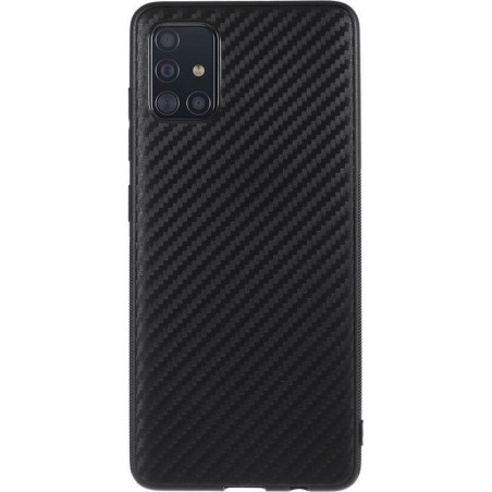 Samsung Galaxy A51 Hoesje TPU Carbon Design Zwart