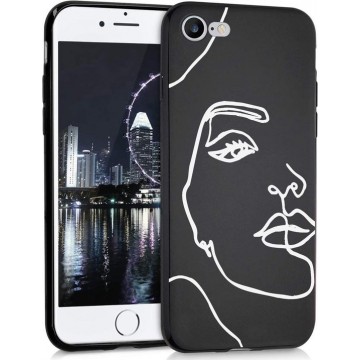 iMoshion Design voor de iPhone SE (2020) / 8 / 7 hoesje - Abstract Gezicht - Wit / Zwart