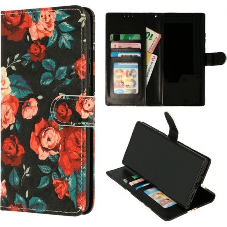 Samsung Galaxy A41 Hoesje met Print - Portemonnee Book Case - Kaarthouder & Magneetlipje - Vintage Bloemen