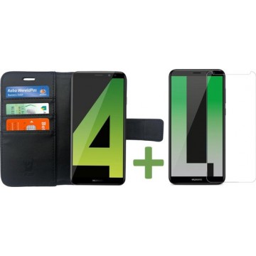 Hoesje voor Huawei Mate 10 Lite Book Case Portemonnee + Screenprotector - Cover voor 3 Pasjes Zwart