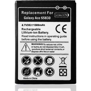 High Capacity Battery Batterij voor Samsung Galaxy Ace S5830 Galaxy Gio S5660 1500 mAh