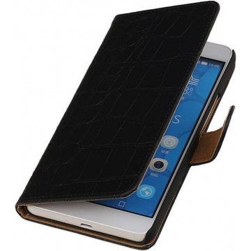 Huawei Honor 7 Croco Zwart Bookstyle Wallet Hoesje - Cover Case Hoes