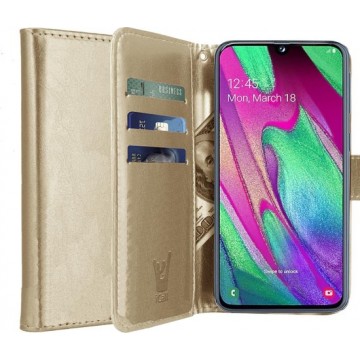 Samsung A40 Hoesje - Samsung Galaxy A40 Hoesje Book Case Leer Wallet Goud - Hoesje Samsung A40