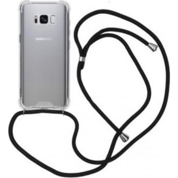 Telefoonhoesje met koord Samsung Galaxy S8 – Zwart - Inclusief Microfiber Doekje - Telefoonkoord