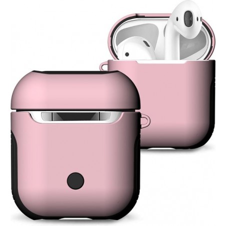 AirPods hoesje van By Qubix - AirPods 1/2 hoesje soft grip - hard case - roze - Schokbestendig