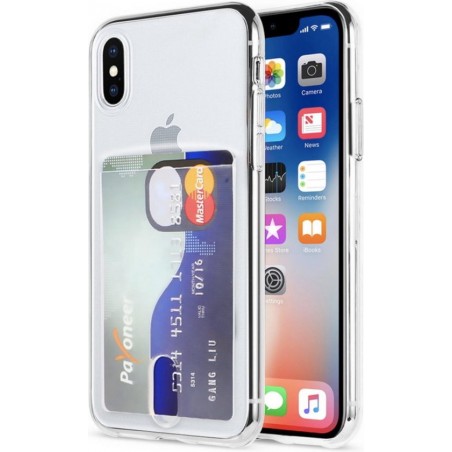 Apple iPhone X - XS Card Backcover | Transparant | Soft TPU | Pasjeshouder | Wallet