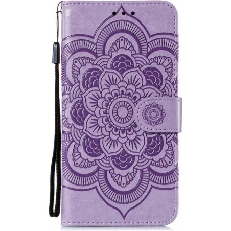 Motorola Moto G8 Power Lite Hoesje - Bloemen Book Case - Lila