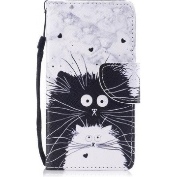 iPhone SE (2020) / 7 / 8 wallet case hoesje met katten - wit