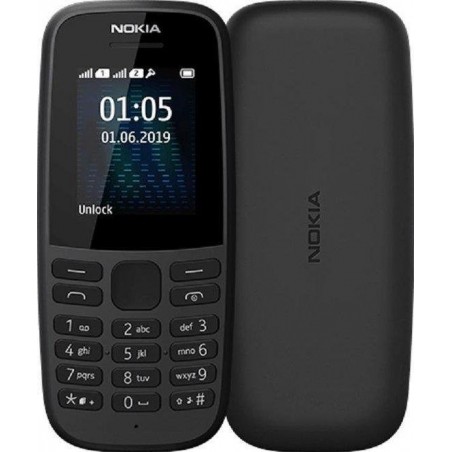 Nokia 105   Zwart - Dual sim +Gratis  Lyca simcard 5 euro beltegoed