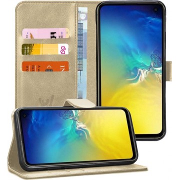 Samsung S10e Hoesje - Samsung Galaxy S10e Hoesje Book Case Leer Wallet Goud - Hoesje Samsung S10e