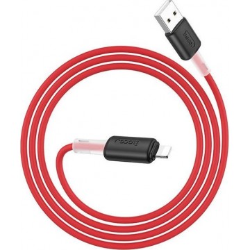 HOCO X48 Soft Silicone - Lightning naar USB - Oplaadkabel 2.4A - Voor Apple iPhone en iPad - 1 meter - Rood