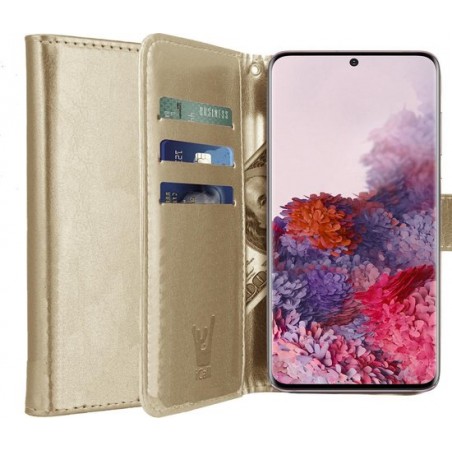 Samsung S20 Hoesje - Samsung Galaxy S20 Hoesje Book Case Leer Wallet - Goud