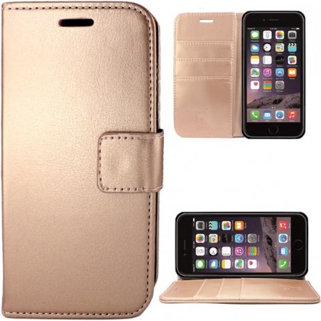Apple iPhone 6/6s Plus Hoesje Lederen Bookcase met Siliconen TPU Telefoonhouder - Rose Goud - van iCall