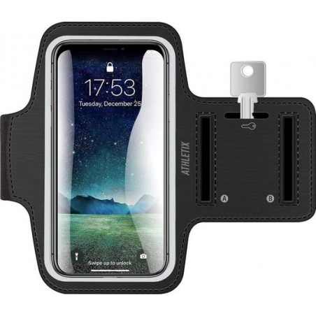 Athletix Universele Smartphone Hardlooparmband - Zwart - Sleutelhouder