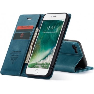 CASEME Retro Wallet Hoesje voor iPhone SE 2020 / iPhone 7/8 - Blauw