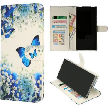 Apple iPhone 7, iPhone 8 & iPhone SE 2020 Hoesje met Print - Portemonnee Book Case - Kaarthouder & Magneetlipje - Blauwe Vlinder
