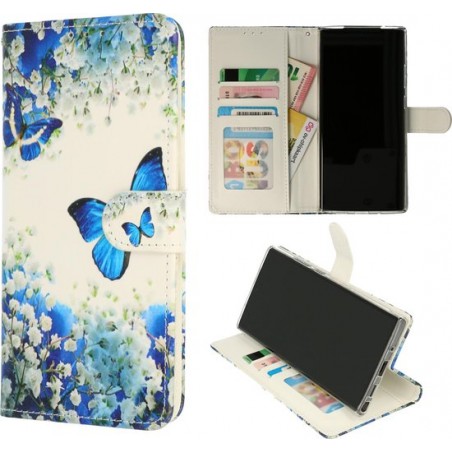 Apple iPhone 7, iPhone 8 & iPhone SE 2020 Hoesje met Print - Portemonnee Book Case - Kaarthouder & Magneetlipje - Blauwe Vlinder