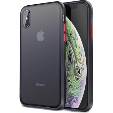 Apple iPhone XS / X Hoesje Transparant Hybride Back Cover Zwart